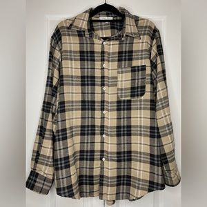 Emroy Park Button Down Plaid Blouse (Cream/Black/White) Mid-weight Size: M